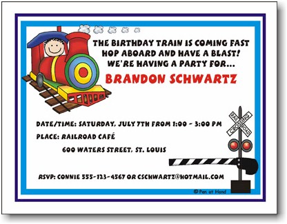 Pen At Hand Stick Figures - Invitations - Train (Inv 1059)