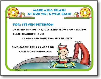 Pen At Hand Stick Figures - Invitations - Pool - Boy (Inv 1062 B) Pen At Hand Stick Figures - Invitations - Pool - Boy (Inv 1062 B)