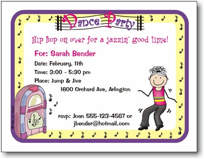 Pen At Hand Stick Figures - Invitations - Dance (Inv 1064)