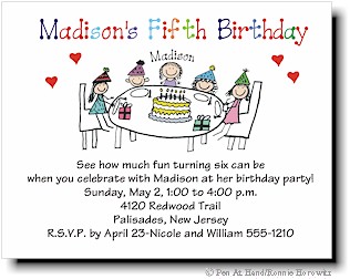 Pen At Hand Stick Figures - Invitations - Birthday Table (color)