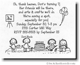 Pen At Hand Stick Figures - Invitations - Arts & Crafts (b/w)