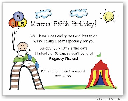 Pen At Hand Stick Figures - Invitations - Carnival Coaster