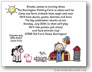 Pen At Hand Stick Figures - Invitations - Farm (color)