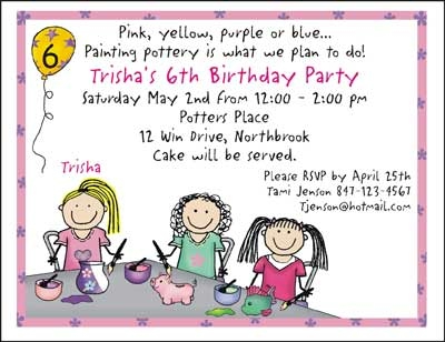 Pen At Hand Stick Figures - Invitations - Pottery - Girl
