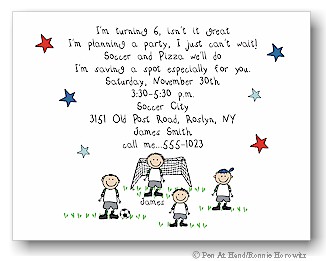 Pen At Hand Stick Figures - Invitations - Soccer (color)