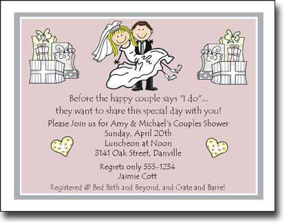 Pen At Hand Stick Figures Invitations - Wed Couple Shower