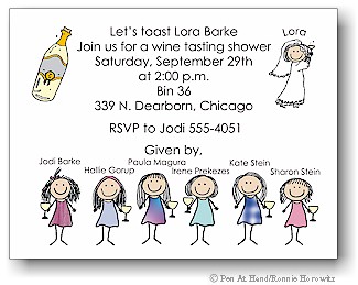 Pen At Hand Stick Figures Invitations - Wine Taste Pen At Hand Stick Figures Invitations - Wine Taste