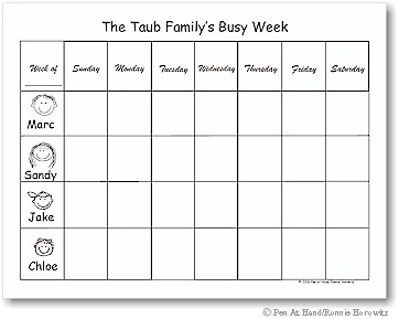 Pen At Hand Stick Figures - Jumbo Family Weekly Planner Pad - Vertical