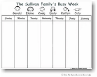 Pen At Hand Stick Figures - Jumbo Family Weekly Planner Pad - Horizontal
