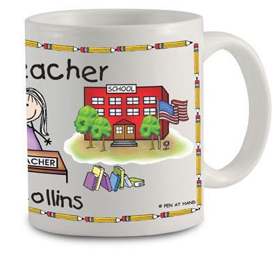 Pen At Hand Stick Figures - Mug (Teacher - 2 - Woman)