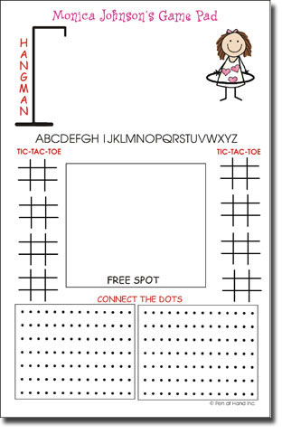 Pen At Hand Stick Figures - Large Full Color Notepads (Game Pad - Basic Girl)