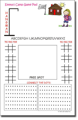 Pen At Hand Stick Figures - Large Full Color Notepads (Game Pad - Camp Girl)