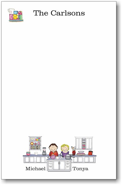 Pen At Hand Stick Figures - Large Full Color Notepads (Kitchen Couple 2)