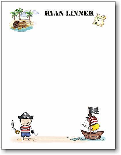 Pen At Hand Stick Figures - Small Full Color Notepads (Pirate)