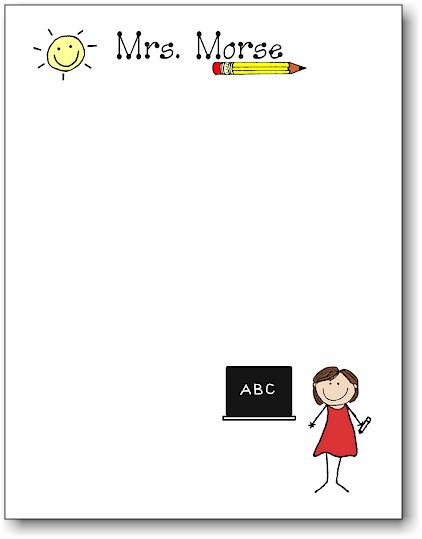 Pen At Hand Stick Figures - Small Full Color Notepads (Teacher Chalkboard)