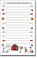 Pen At Hand Stick Figures - Large Full Color Notepads (Sport Border - Camp)