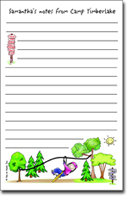 Pen At Hand Stick Figures - Large Full Color Notepads (Zipline Girl - Camp)