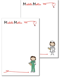 Pen At Hand Stick Figures - Large Full Color Notepads (Female Nurse)