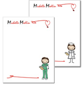 Pen At Hand Stick Figures - Small Full Color Notepads (Female Nurse)