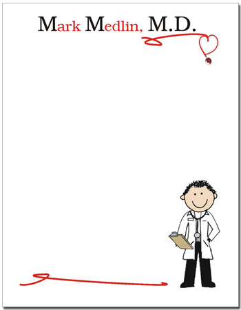 Pen At Hand Stick Figures - Small Full Color Notepads (Male Doctor)