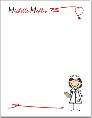 Pen At Hand Stick Figures - Small Full Color Notepads (Female Nurse)