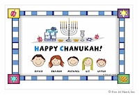 Pen At Hand Stick Figures - Laminated Placemats (Chanukah)