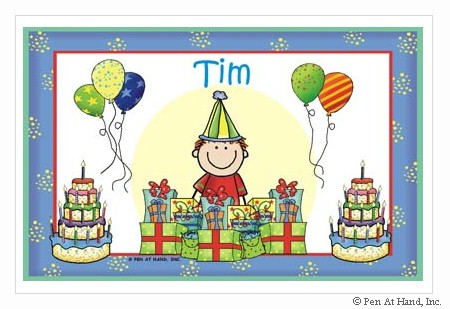 Pen At Hand Stick Figures - Laminated Placemats (Bday Boy)