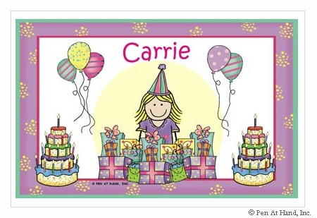 Pen At Hand Stick Figures - Laminated Placemats (Bday Girl 1)