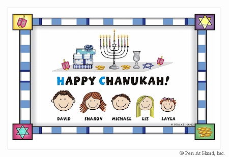 Pen At Hand Stick Figures - Laminated Placemats (Chanukah)