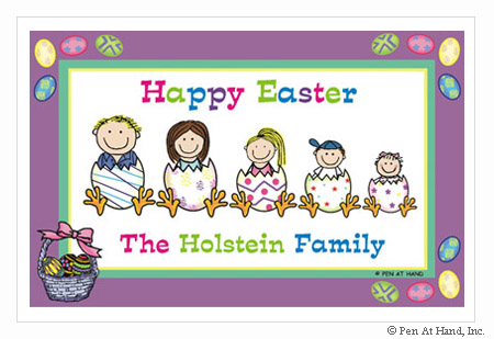 Pen At Hand Stick Figures - Laminated Placemats (Easter)