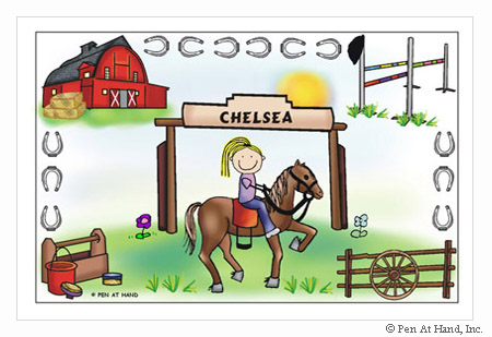 Pen At Hand Stick Figures - Laminated Placemats (Horseback)