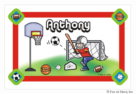 Pen At Hand Stick Figures - Laminated Placemats (Sports Boy)