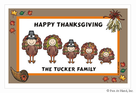 Pen At Hand Stick Figures - Laminated Placemats (Thanksgiving)