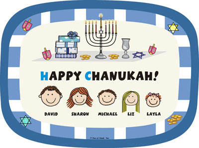 Pen At Hand Stick Figures - Platters (Chanukah)