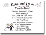 Pen At Hand Stick Figures - Save The Date Cards (Doves Bride & Groom)