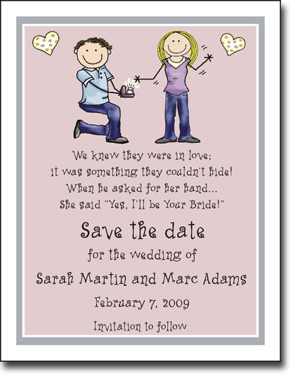 Pen At Hand Stick Figures - Save The Date Cards (Wedding Ring 2)
