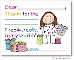 Pen At Hand Stick Figures Stationery - Gift - Girl (Fill-In Thank You Notes)