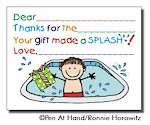Pen At Hand Stick Figures Stationery - Pool - Boy (Fill-In Thank You Notes)