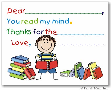 Pen At Hand Stick Figures Stationery - Reader - Boy (Fill-In Thank You Notes)