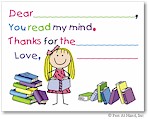 Pen At Hand Stick Figures Stationery - Reader - Girl (Fill-In Thank You Notes)