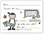 Pen At Hand Stick Figures Stationery - Soccer Boy (Fill-In Thank You Notes)