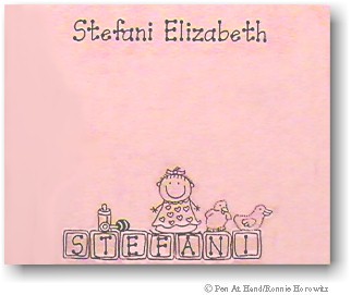 Pen At Hand Stick Figures Stationery - Baby Girl Blocks