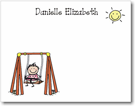 Pen At Hand Stick Figures Stationery - Swing - Girl Pen At Hand Stick Figures Stationery - Swing - Girl