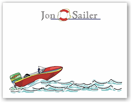 Pen At Hand Stick Figures Stationery - Speedboat (Theme)