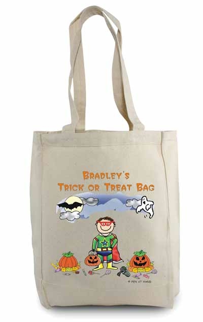 Pen At Hand Stick Figures - Tote Bag - Halloween (Boy)