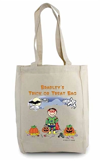 Pen At Hand Stick Figures - Tote Bag - Halloween (Boy)