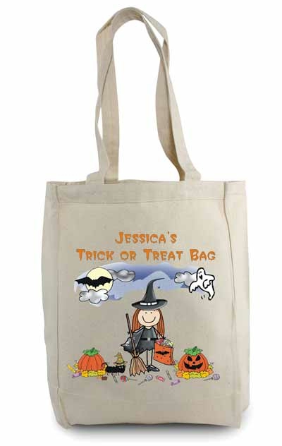 Pen At Hand Stick Figures - Tote Bag - Halloween (Girl)