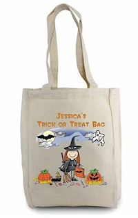 Pen At Hand Stick Figures - Tote Bag - Halloween (Girl)