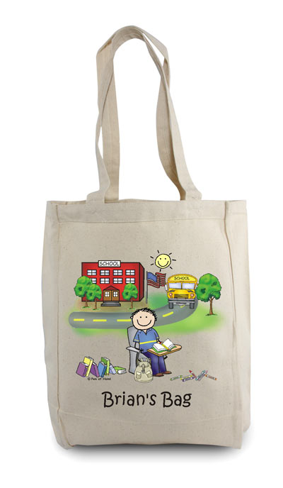 Pen At Hand Stick Figures - Tote Bag - School Boy