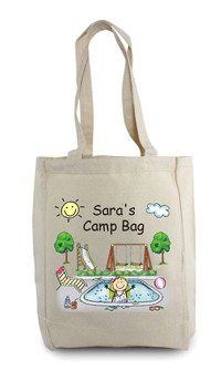 Pen At Hand Stick Figures - Tote Bag - Camp Pool Girl